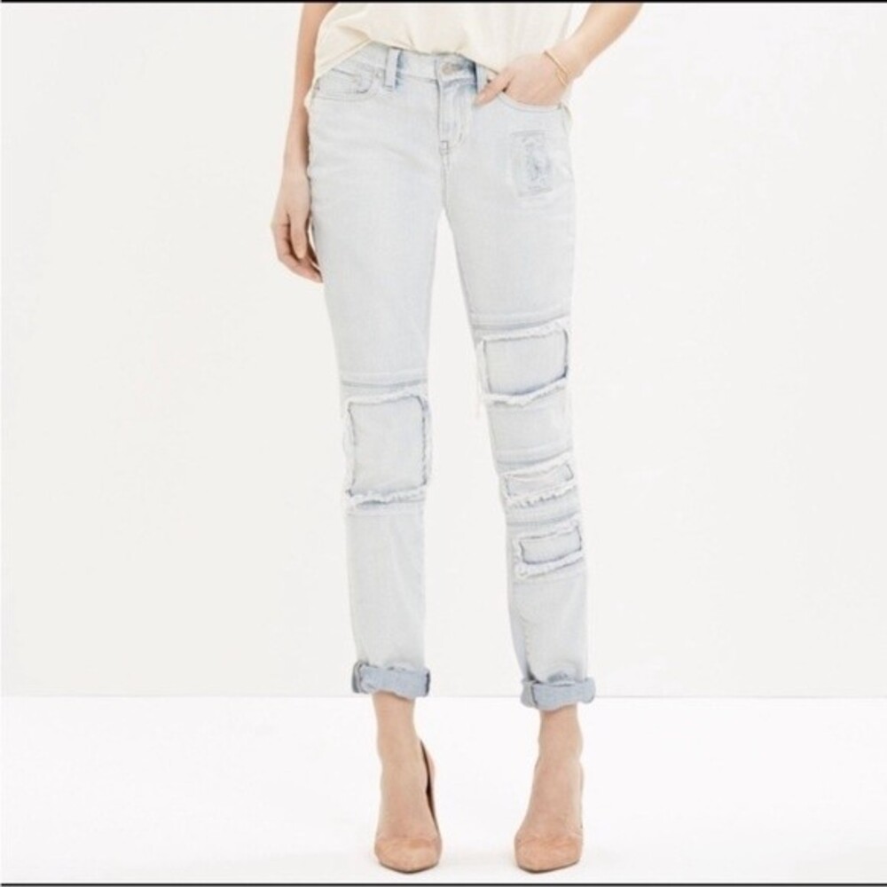 Madewell Slim Boyjean: Patched Up Edition in Georgia Wash, Y2K, Size 26 NWOT